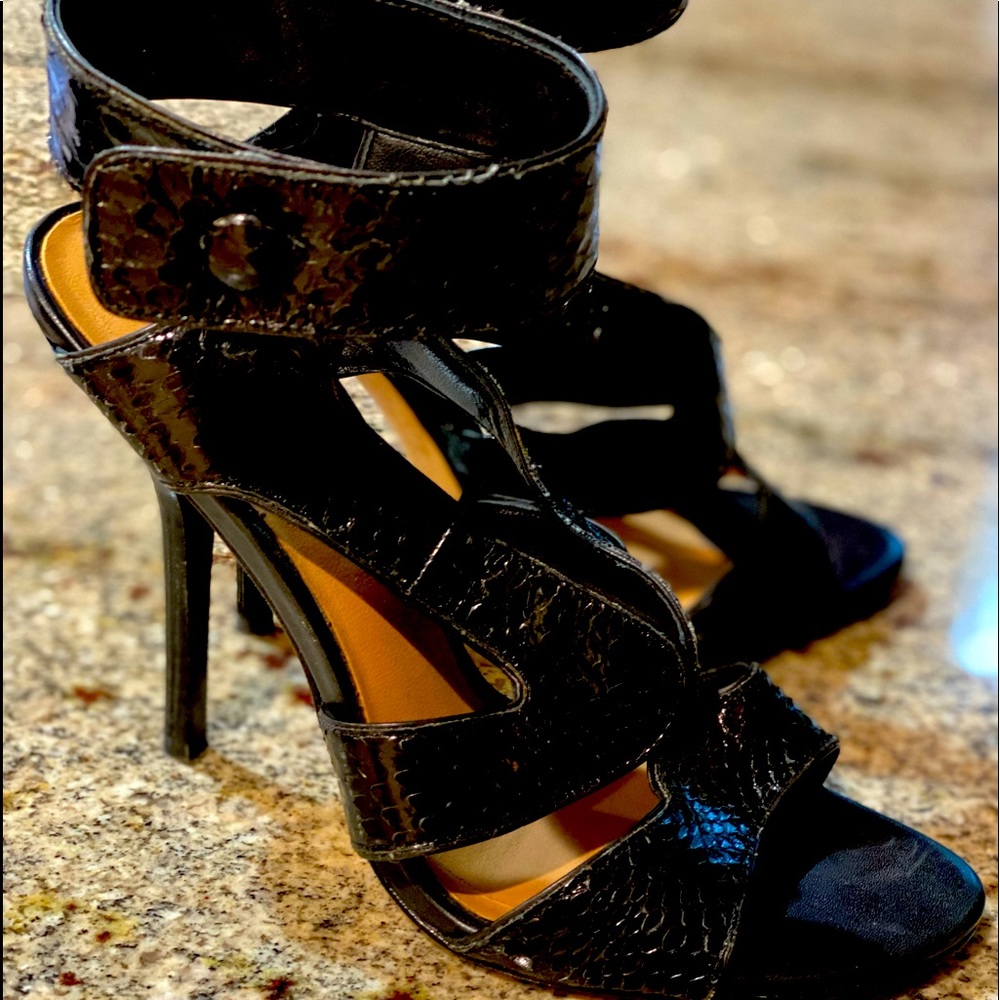Black, stiletto heels.